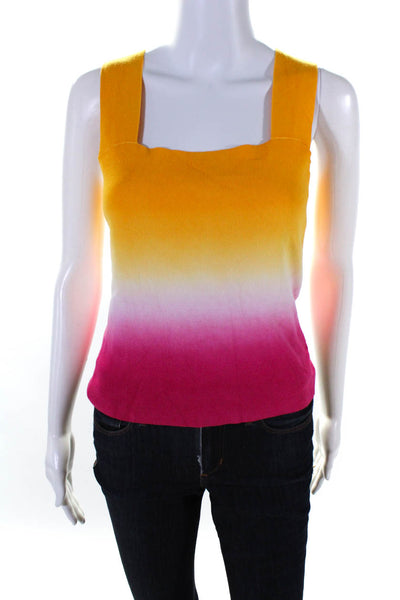 Ecru Womens Sleeveless Square Neck Ombre Print Knit Blouse Multicolor Size S