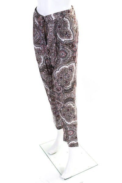 Zimmermann Womens Mid Rise Paisley Straight Leg Pants WHite Brown Size 0