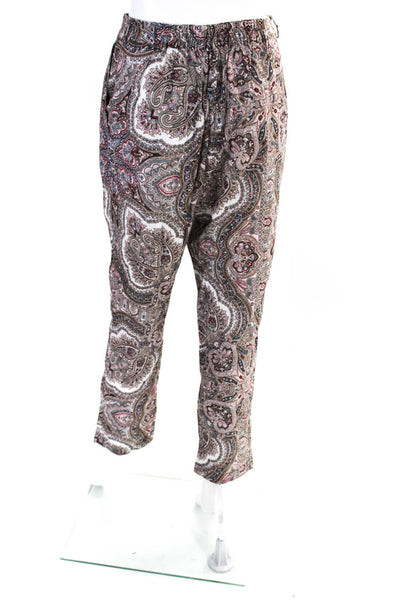 Zimmermann Womens Mid Rise Paisley Straight Leg Pants WHite Brown Size 0