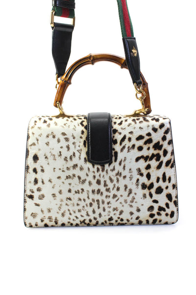 Gucci Womens Leopard Web Dionysus Bamboo Top Handle Medium Handbag Brown Navy