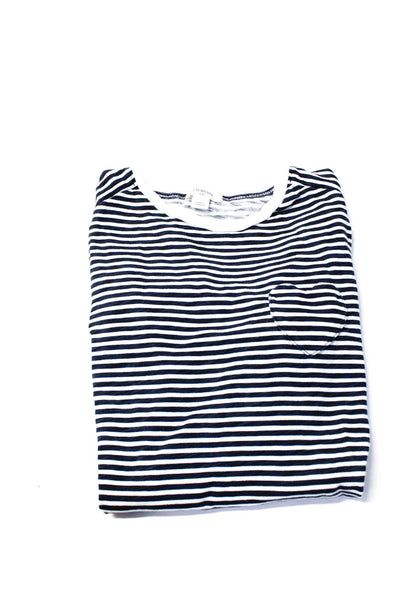 Crewcuts Childrens Girls Striped Tee Shirt White Navy Blue Cotton Size 10