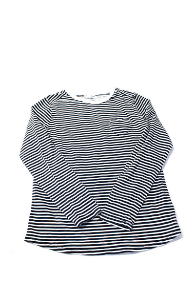 Crewcuts Childrens Girls Striped Tee Shirt White Navy Blue Cotton Size 10