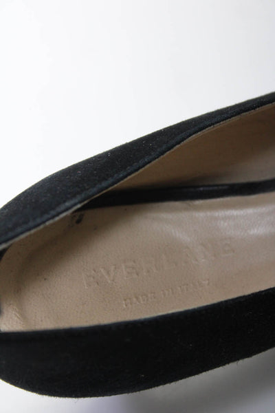 Everlane Womens Suede Pointed Toe Slip-On Kitten Heels Pumps Black Size 5.5