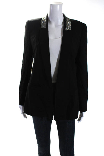 Kobi Halperin Womens Embellished Notched Lapel Blazer Black Size Small