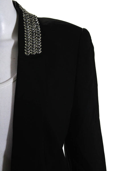 Kobi Halperin Womens Embellished Notched Lapel Blazer Black Size Small