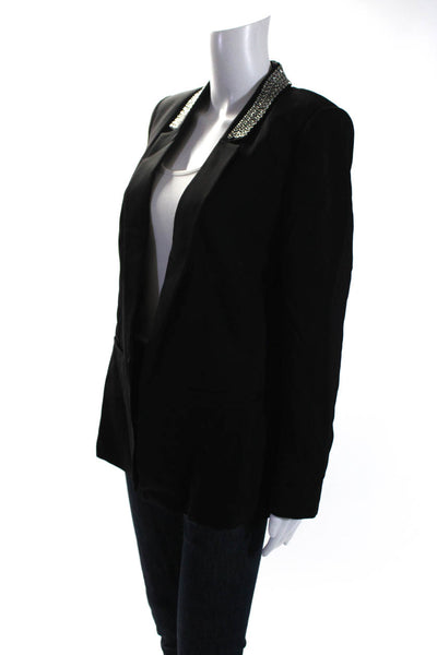 Kobi Halperin Womens Embellished Notched Lapel Blazer Black Size Small