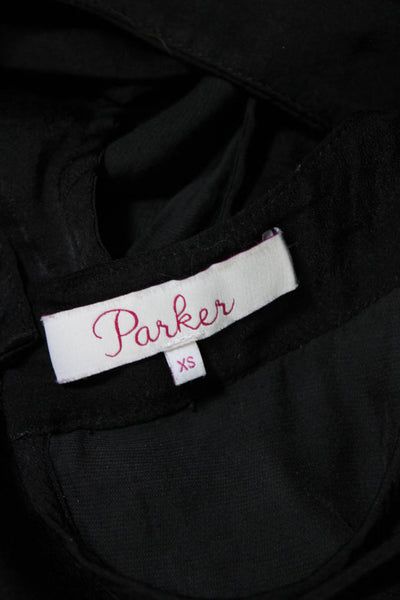 Parker Womens Long Sleeves Key Hole Neck Blouse Jet Black Size Extra Small