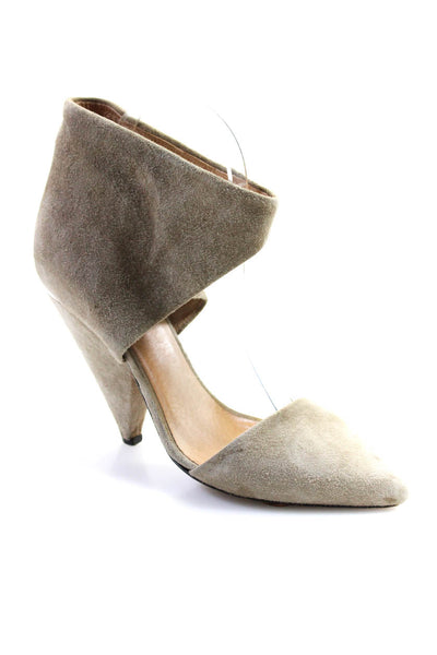 IRO Womens Suede Pointed Toe Ankle Strap Cut Out Pumps Beige Size 37 7