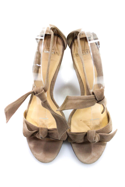 Alexandre Birman Womens Suede Ankle Strap Sandal Heels Beige Size 36.5 6.5