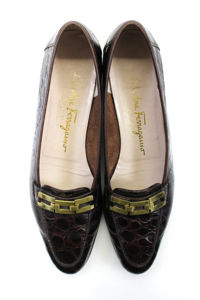 Salvatore Ferragamo Womens Leather Pointed Toe Loafers Flats Brown Size 7.5