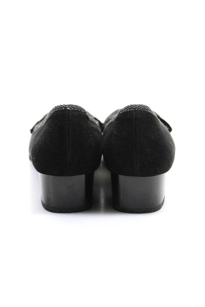 Salvatore Ferragamo Womens Suede Bow Detail Round Top Pumps Heels Black Size 8