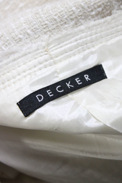 Decker Womens Cotton Tweed Button Down Raw Trim Lined Jacket White Size M