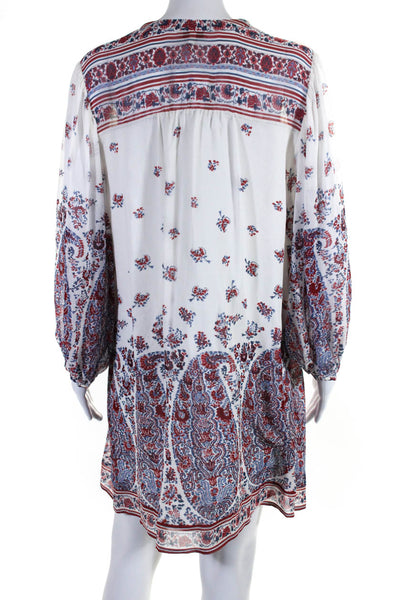 Joie Womens Silk Paisley Print Long Sleeve Tunic Dress White Size M