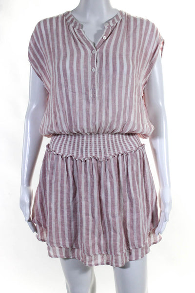 Rails Womens Linen Sleeveless Striped Blouson Dress Pink Size M