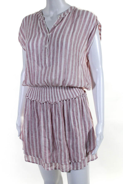 Rails Womens Linen Sleeveless Striped Blouson Dress Pink Size M