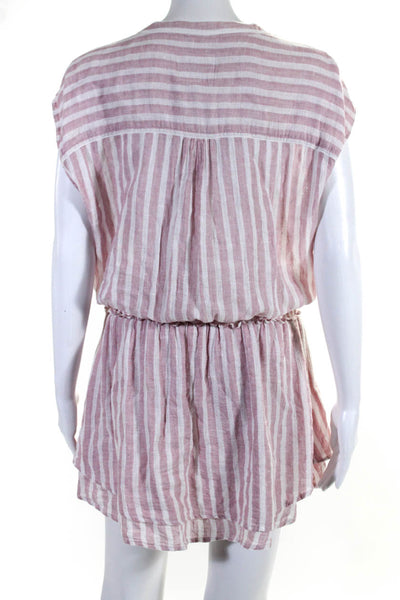 Rails Womens Linen Sleeveless Striped Blouson Dress Pink Size M