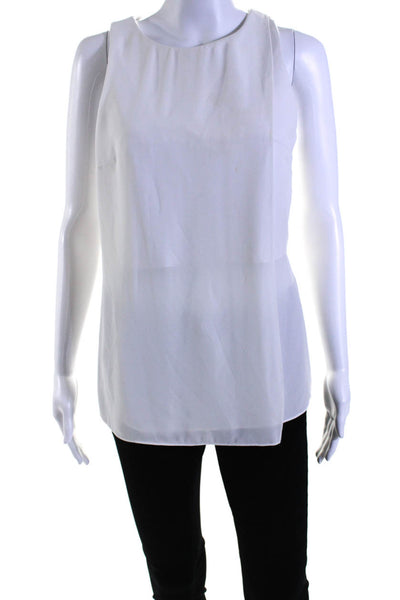 Bailey 44 Womens Crepe Overlay Sleeveless Zip Up Blouse Top White Size M