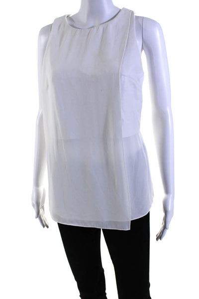 Bailey 44 Womens Crepe Overlay Sleeveless Zip Up Blouse Top White Size M