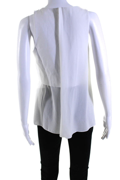 Bailey 44 Womens Crepe Overlay Sleeveless Zip Up Blouse Top White Size M