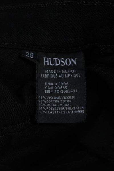 Hudson Womens Distressed Stretch Mid Rise Skinny Jeans Pants Black Size 28