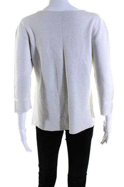 Eileen Fisher Womens Silk Round Neck Long Sleeve Pullover Top Beige Size S