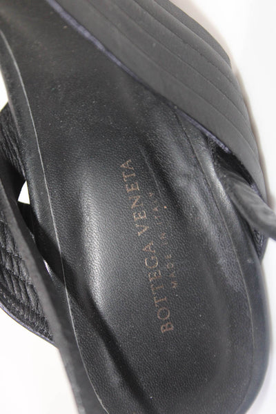 Bottega Veneta Womens Leather Slingbacks Wedge Sandals Black Size 40.5 10.5