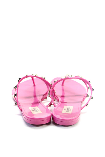 Valentino Garavani Womens Rockstud Thong Slide On Sandals Pink Size 40 10