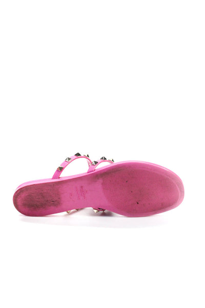 Valentino Garavani Womens Rockstud Thong Slide On Sandals Pink Size 40 10