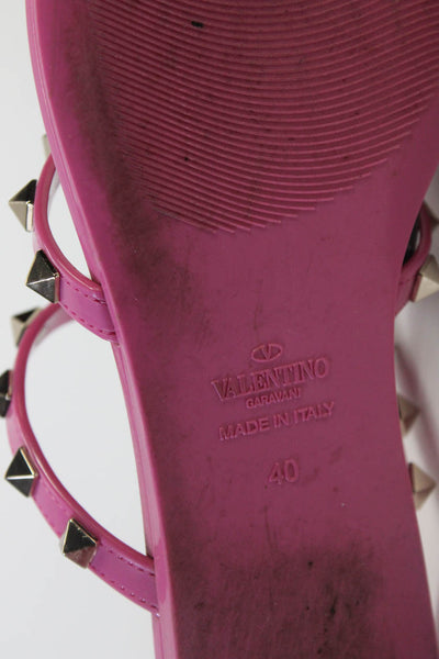 Valentino Garavani Womens Rockstud Thong Slide On Sandals Pink Size 40 10