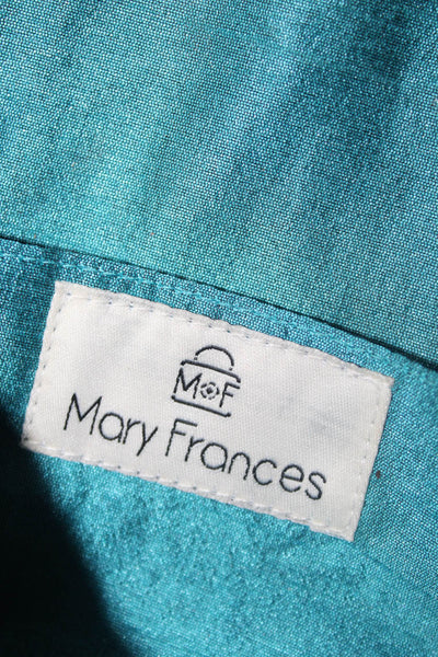 Mary Frances Womens Beaded Flap Crossbody Shoulder Handbag Black Teal Blue
