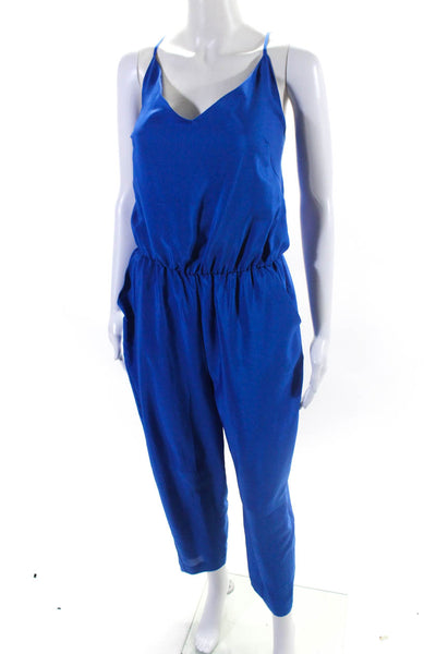 Hutch Womens V-Neck Elastic Waist Sleeveless Tapered Jumpsuit Blue Size M