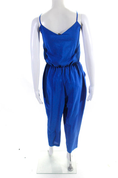 Hutch Womens V-Neck Elastic Waist Sleeveless Tapered Jumpsuit Blue Size M