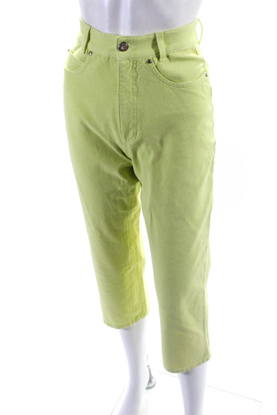 Cambio Womens Cotton 5 Pocket Button Close Straight Leg Jeans Lime Green Size 6