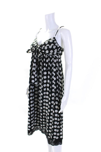 Robert Rodriguez Women's Spaghetti Straps Lace Trim Polka Dot Midi Dress Size S