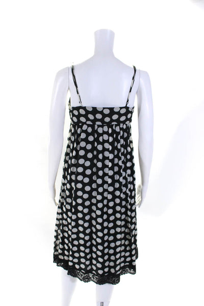 Robert Rodriguez Women's Spaghetti Straps Lace Trim Polka Dot Midi Dress Size S