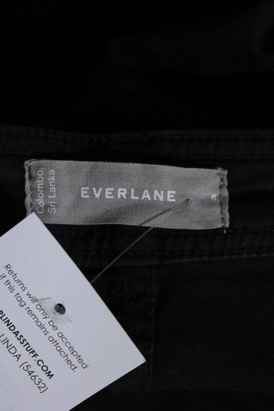 Everlane Women's Button Closure Pockets Flat Front Wide Leg Pant Black Size 8