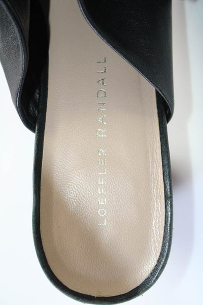 Loeffler Randall Women's Tassel Block Heels Leather Sandals Black Size 7.5