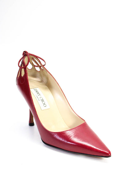 Jimmy Choo Womens Leather Pointed Toe Cutout Pumps Red Size 6
