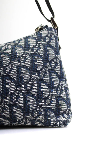 Christian Dior Women's Zip Closure Monogram Trotter Handbag Blue Size S