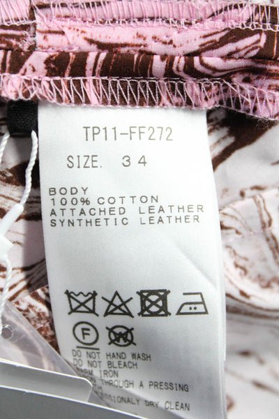 Toga Pulla Womens Marble Print High Rise Shorts Pink Brown Cotton Size EUR 34