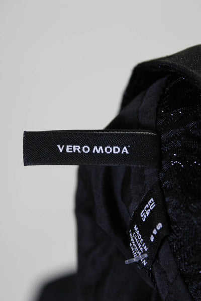 Vero Moda Womens Metallic Woven Zip Up Mid Length Jacket Black Size S