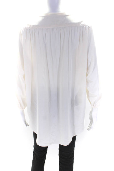 Rag & Bone Womens Silk Half Button Down Long Sleeves Blouse White Size Small