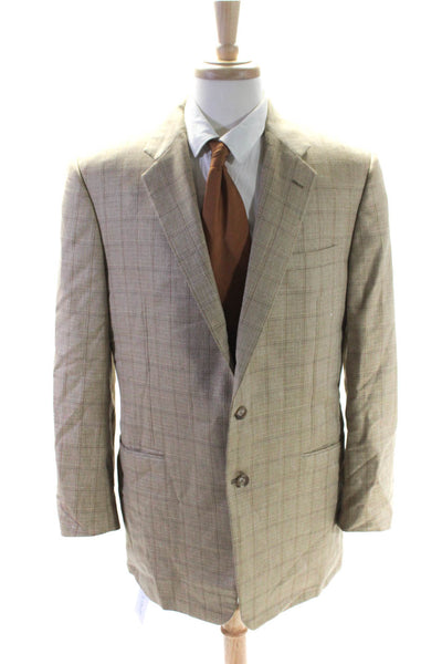 Hickey Freeman for Nordstrom Mens Pinstripe Two Button Blazer Beige Size Large