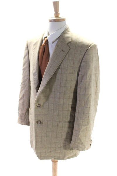 Hickey Freeman for Nordstrom Mens Pinstripe Two Button Blazer Beige Size Large