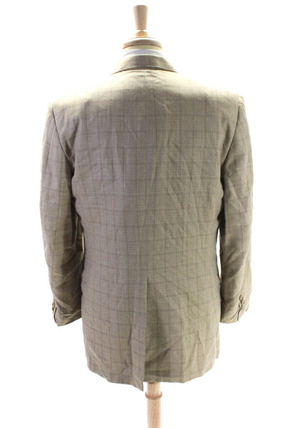 Hickey Freeman for Nordstrom Mens Pinstripe Two Button Blazer Beige Size Large