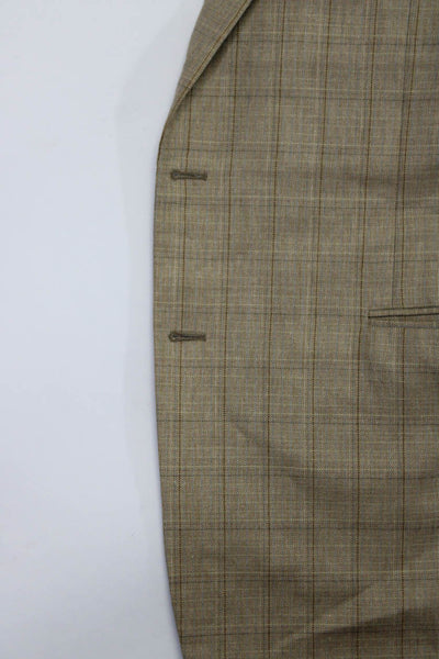 Hickey Freeman for Nordstrom Mens Pinstripe Two Button Blazer Beige Size Large