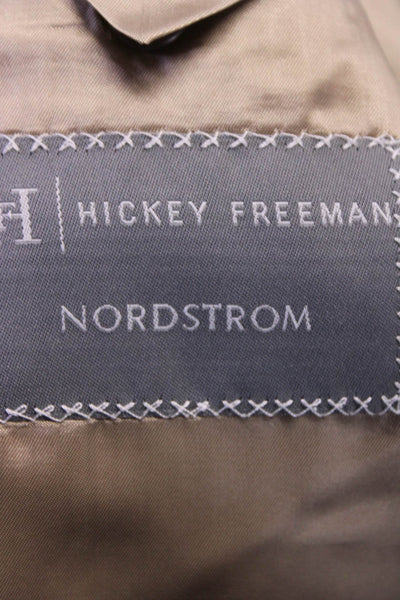 Hickey Freeman for Nordstrom Mens Pinstripe Two Button Blazer Beige Size Large