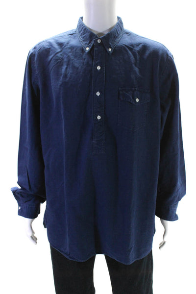 Ralph Lauren Mens Button Down Front Pocket Collared Shirt Blue Size XXL