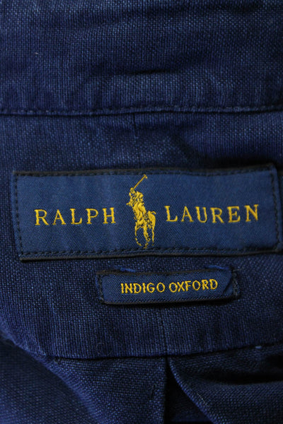 Ralph Lauren Mens Button Down Front Pocket Collared Shirt Blue Size XXL