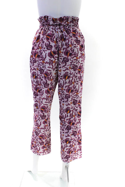 Charina Sarte Womens Cotton Paisley Print High Rise Mom Trousers Pink Size 0